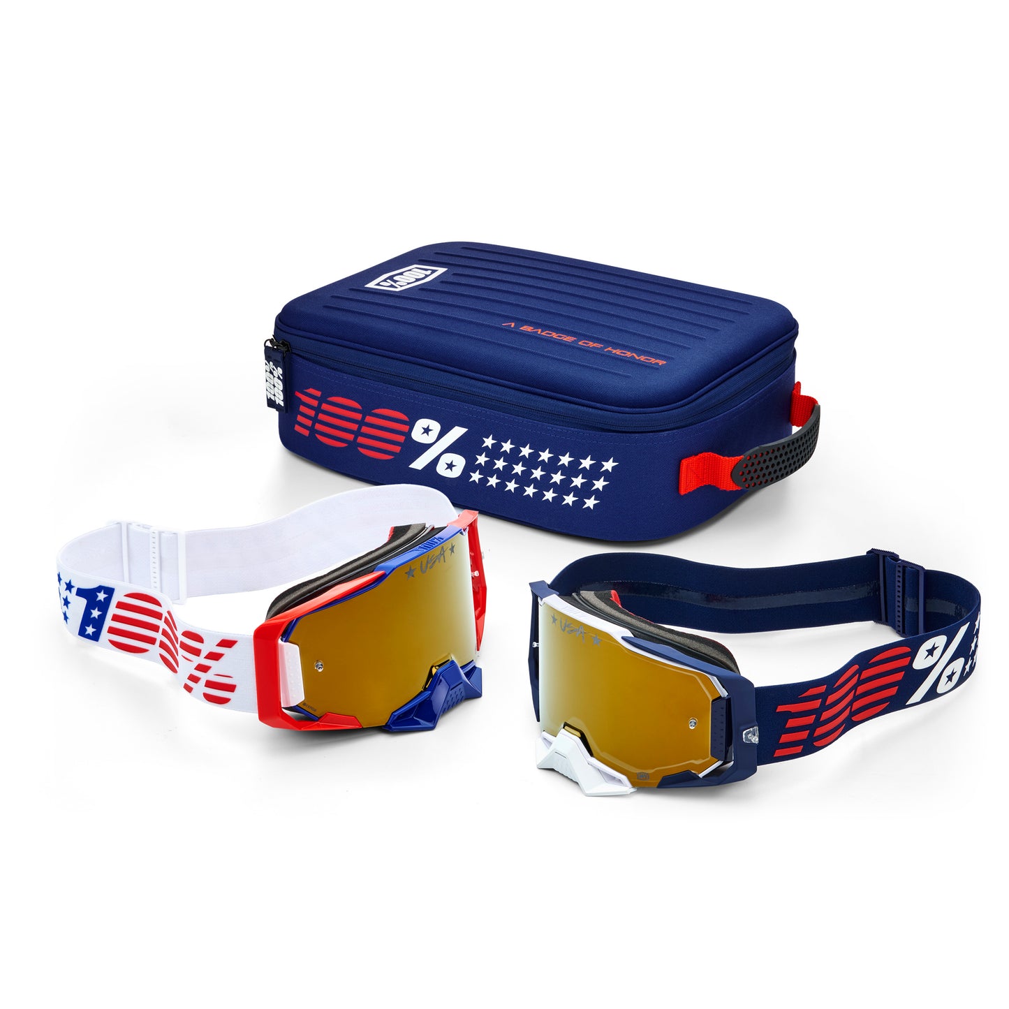 Dual Armega Patriot Pro Pack White/Navy True Gold Mirror