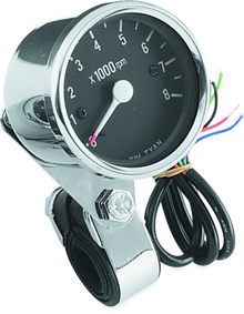 Bikers Choice Big Twin & XL Electronic Mini Tachometer 8000 RPM Black Face 2 1/2 Inch