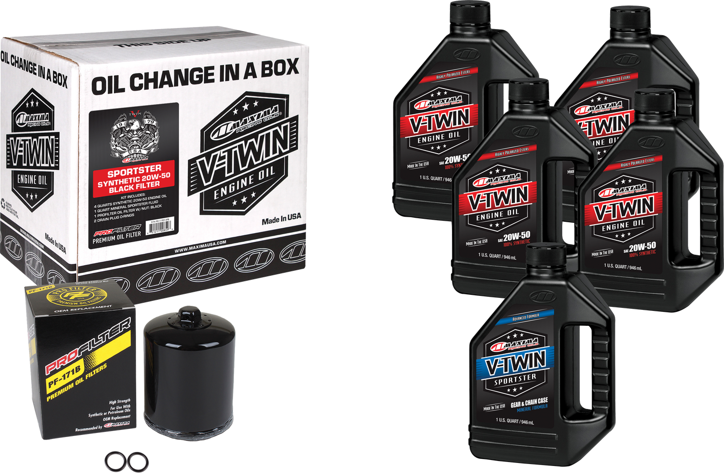 V Twin Syn Oil Change Kit Xl Black Filer