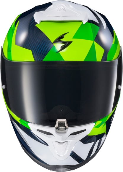 Exo R1 Air Full Face Helmet Carbon Rastor Wht/Grn/Blue Lg