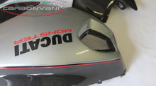 CARBONVANI - DUCATI MONSTER M696 / M796 / M1100 CARBON FIBER LH FUEL TANK SIDE PANEL SILVER WITH FRAME AND MESH