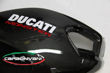 CARBONVANI - DUCATI MONSTER M1100 / M796 / M696 CARBON FIBER RH FUEL TANK SIDE PANEL WITH FRAME AND MESH