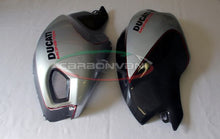 CARBONVANI - DUCATI MONSTER M696 / M796 / M1100 CARBON FIBER RH FUEL TANK SIDE PANEL SILVER WITH FRAME AND MESH