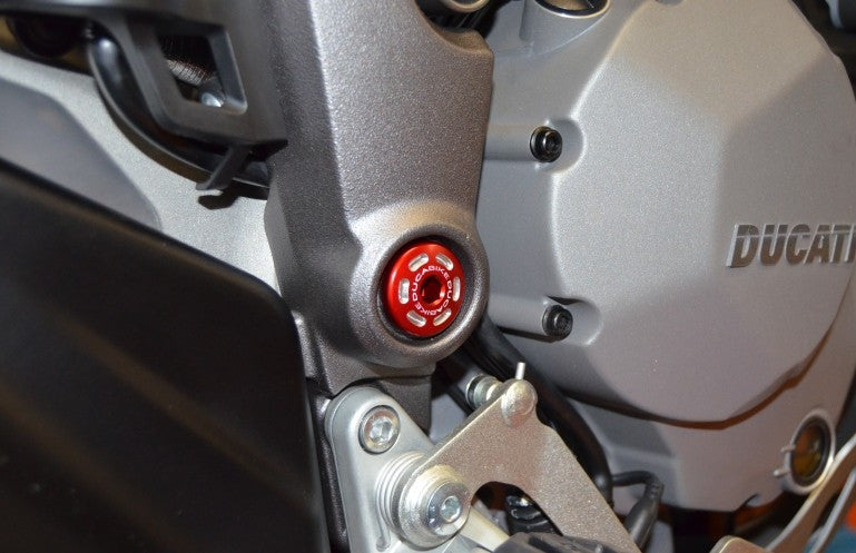 DBK Special Parts (Ducabike) Contrast Cut Billet Main Frame Caps (Swing arm pivot) for the Ducati 15+ Multistrada 1260, 1200 and 950