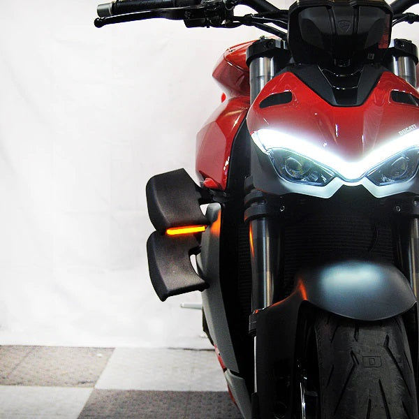 New Rage Cycles (NRC) Winglet Front Turn Signals for the Ducati Streetfighter V4 / V2