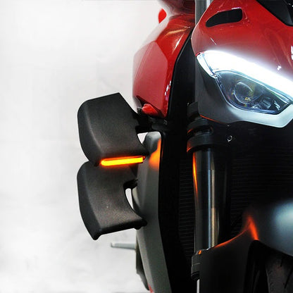 New Rage Cycles (NRC) Winglet Front Turn Signals for the Ducati Streetfighter V4 / V2