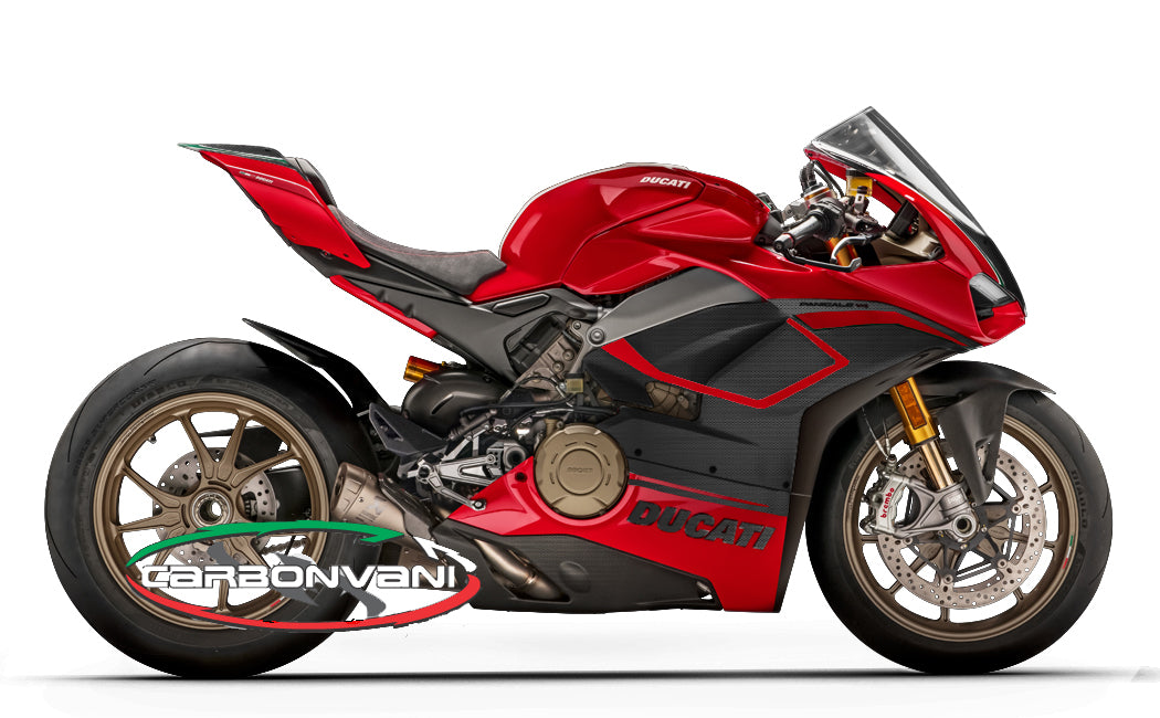 Carbonvani - Ducati Panigale V4 / S / Speciale "RED-ONE" Design Carbon Fiber Full Fairing Kit - ROAD VERSION (8 pieces)
