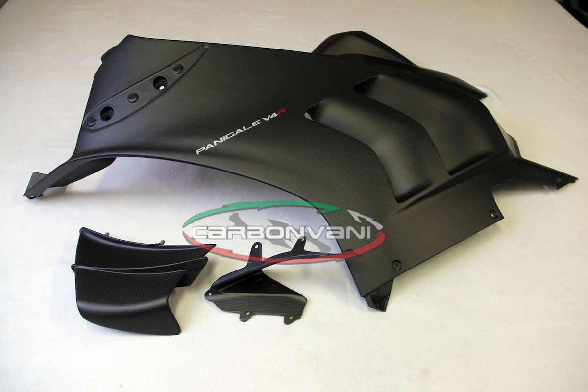 Carbonvani - Ducati Panigale V4 R / 2020+ V4 / S Carbon Fiber Full Fairing Kit with Winglets -R STYLE DECALS - ROAD VERSION (10 pieces)
