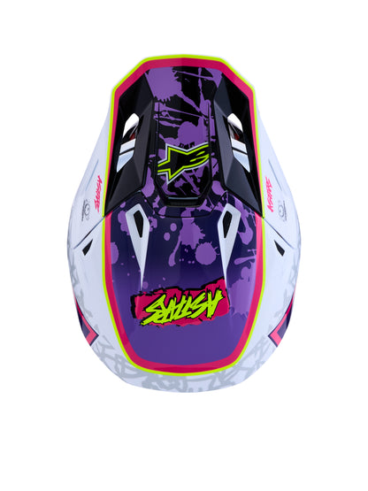 S M7 Blaster Helmet Ece06/Dot Prpl/Pink/Wht Glossy Lg