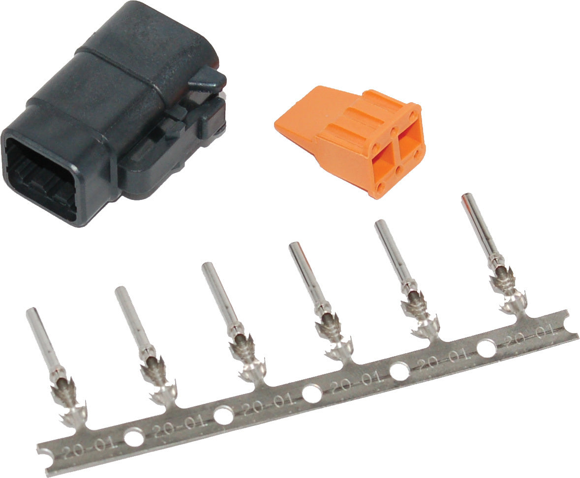 Deutsch Dtm 6 Pin Black Plug W/6 Trmnls/Wdglck Hd74116 98bk