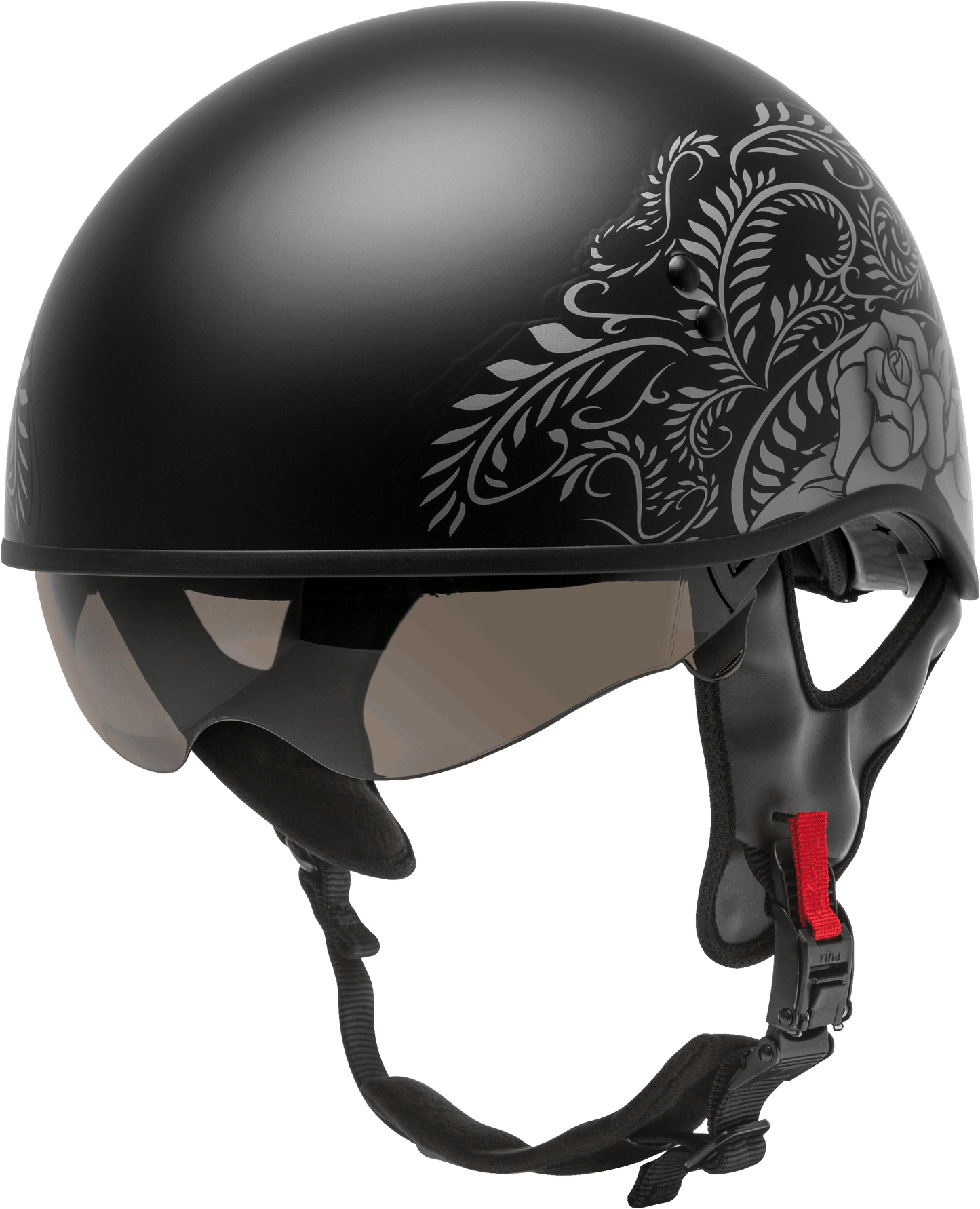 Hh 65 Half Helmet Rose Naked Matte Black/Silver Lg