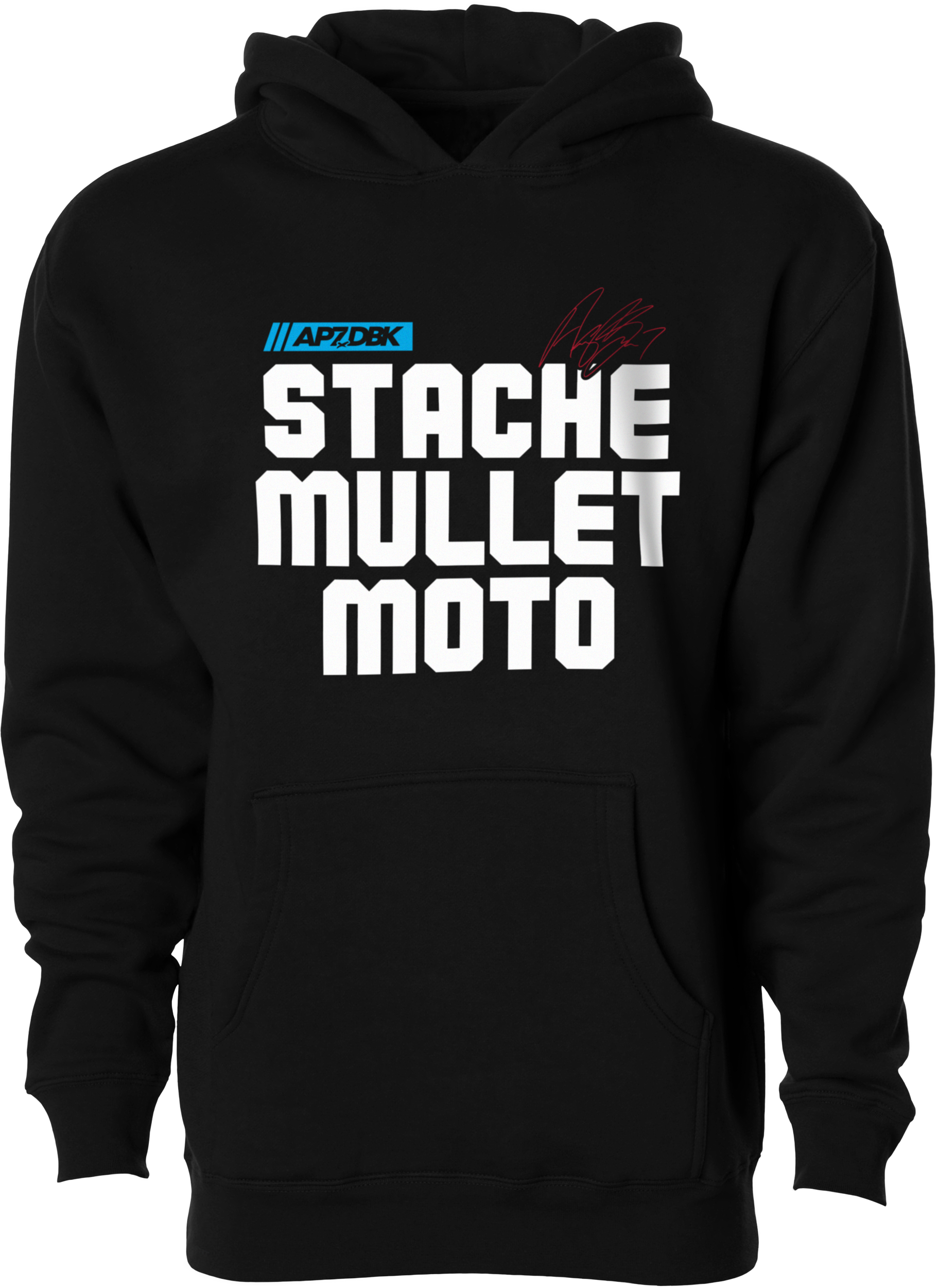 Stache Mullet Moto Yth Hoodie Black Ym