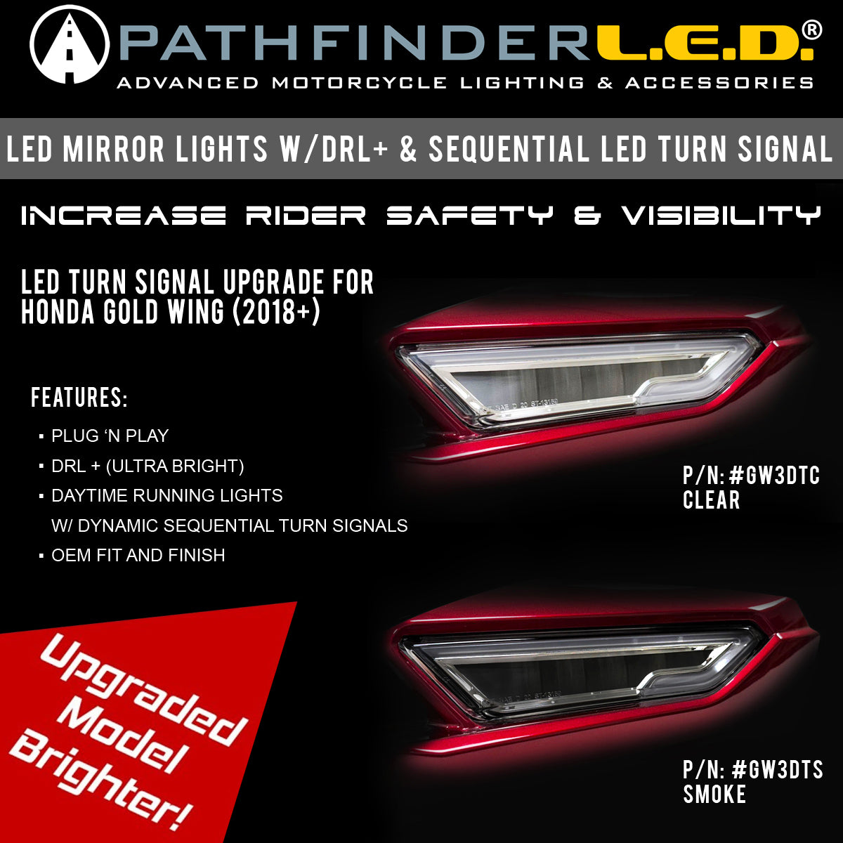 Led Mirror Seq Ts W/Drl Clear Hon Gl