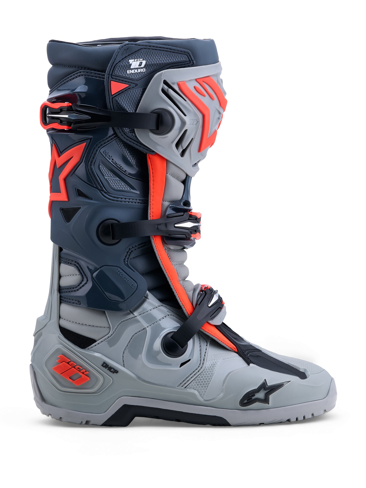Tech 10 Enduro Boots Mid Gry/Drk Gry/Red Fluo 8