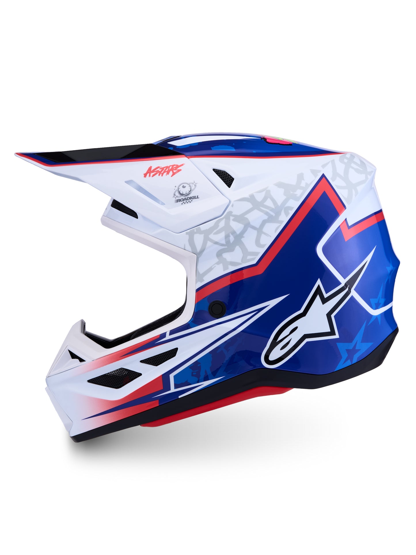 S M7 Blaster Helmet Ece06/Dot Wht/Blue/Red Glossy Lg