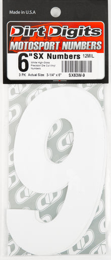 #9 6" White Super X Digits 3/Pk
