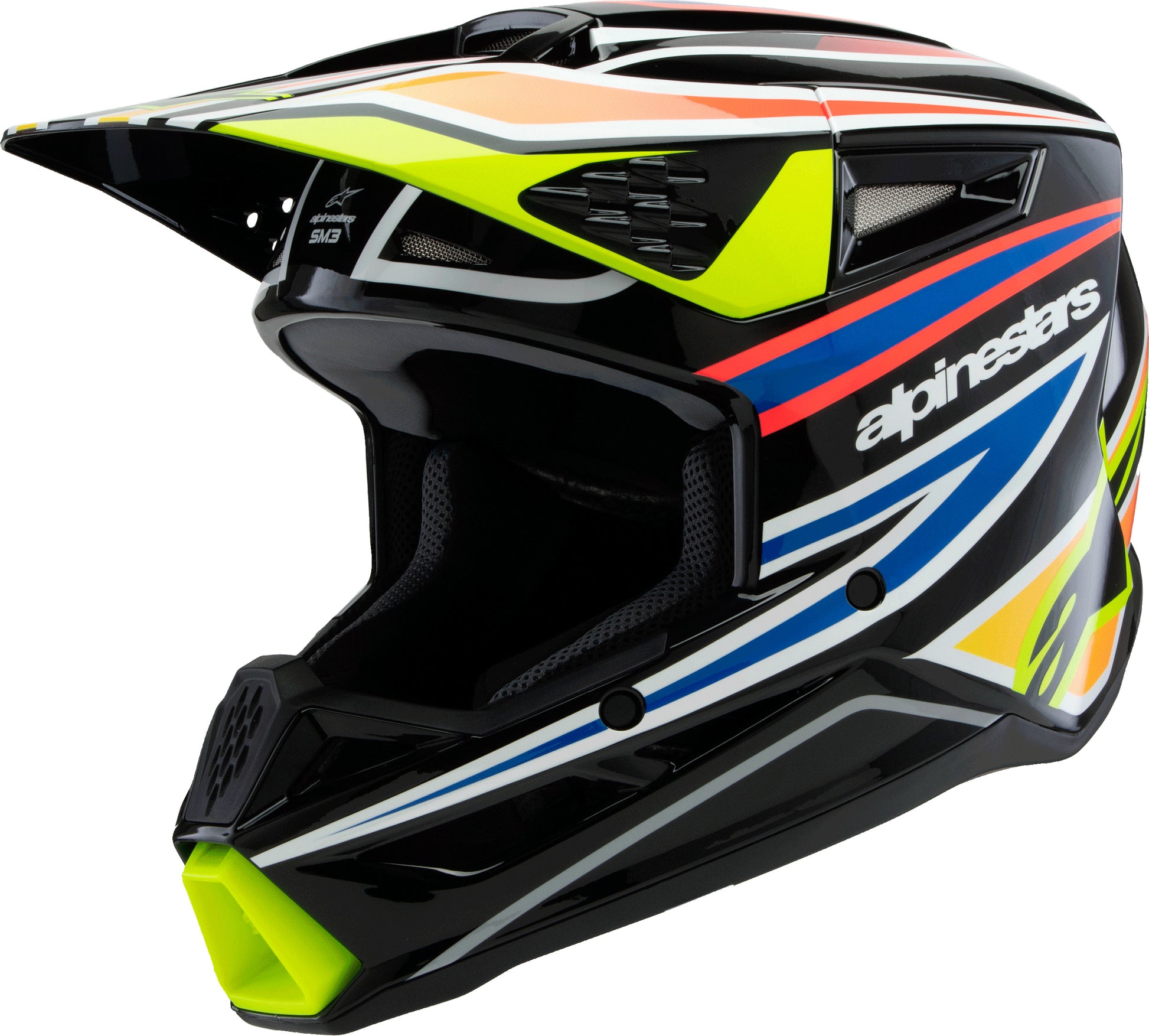 Sm3 Youth Wurx Helmet Blk/Ylw Fluo/Blue/Red  Ym