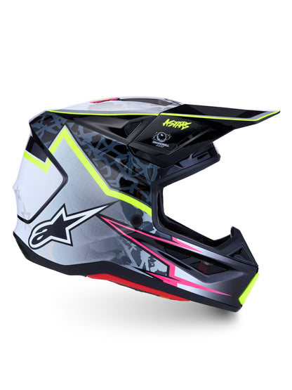 S M7 Blaster Helmet Ece06/Dot Blk/Gry/Wh/Yllw Fluo Glsy Md