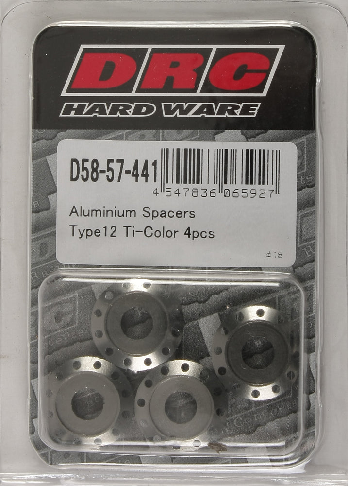 Aluminum Spacers Type 12 Titanium M6x12mm 4/Pk