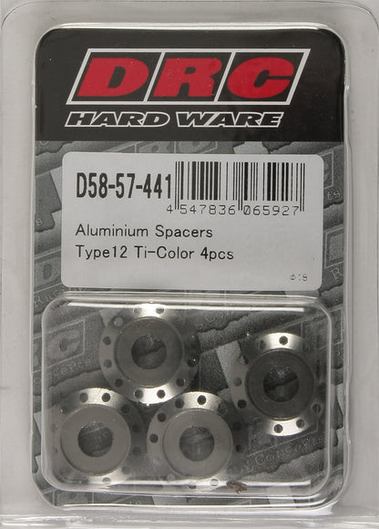 Aluminum Spacers Type 12 Titanium M6x12mm 4/Pk