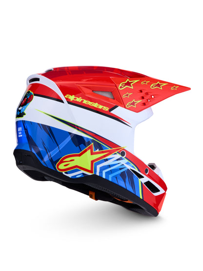 S M3 Falcon Helmet Ece06/Dot Red Fl/Wht/Blue/Yl Flgl Lg