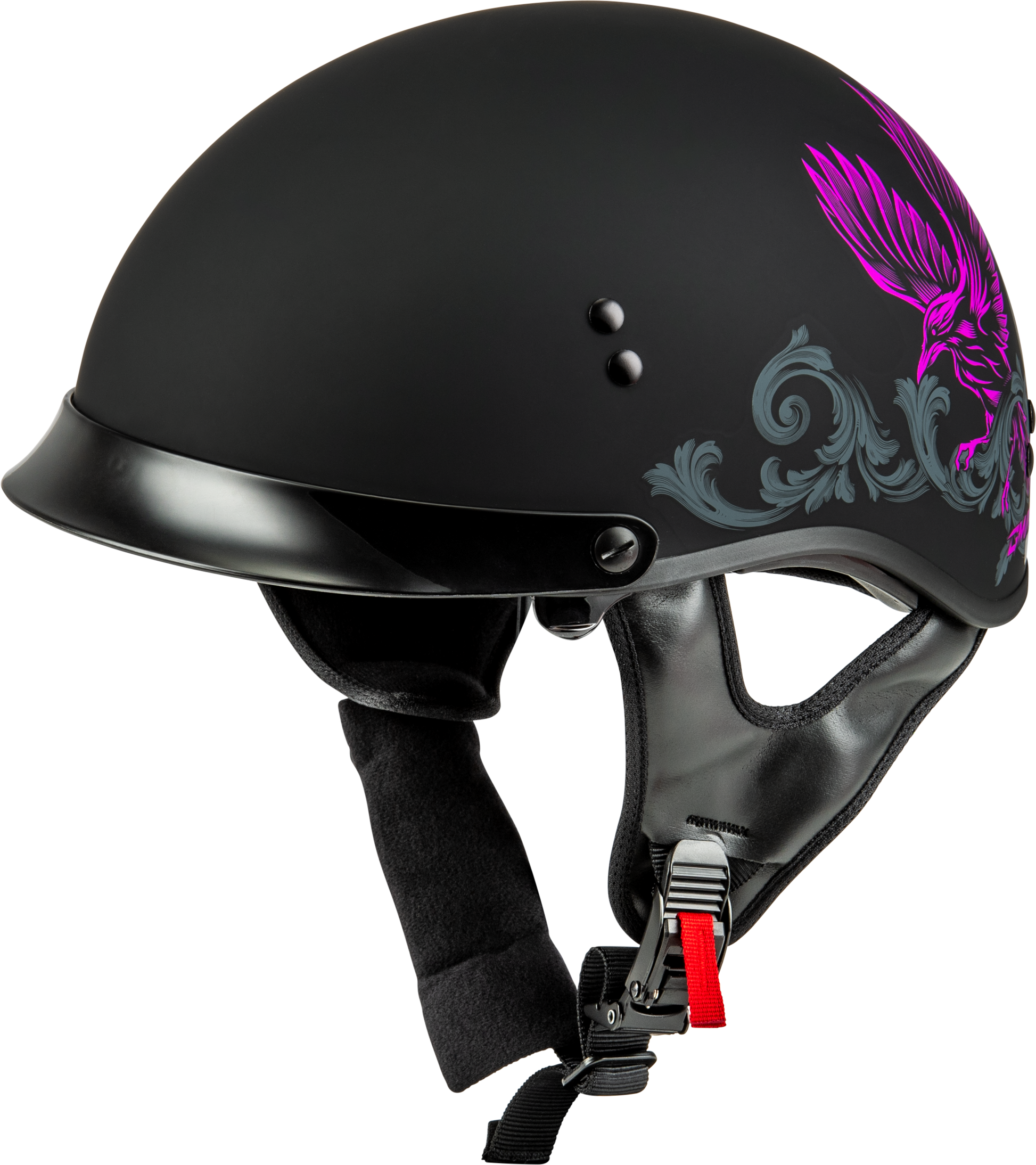 Hh 65 Corvus Helmet W/Peak Matte Black/Purple/Grey Xl