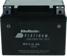 BikeMaster AGM Battery - MS12-4L-BS