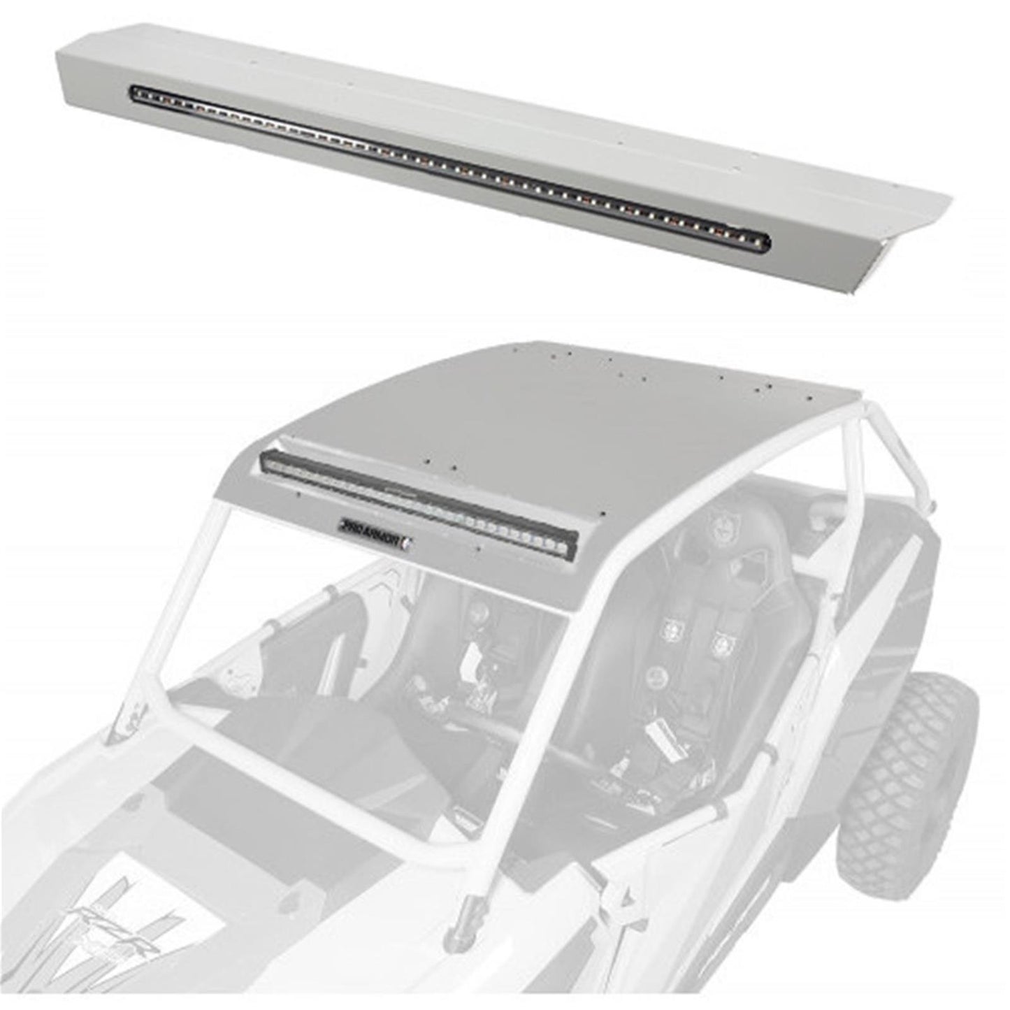 Asylum Roof W/Rear Light & Lt Bar Pckt Sprkle Silvr Metal