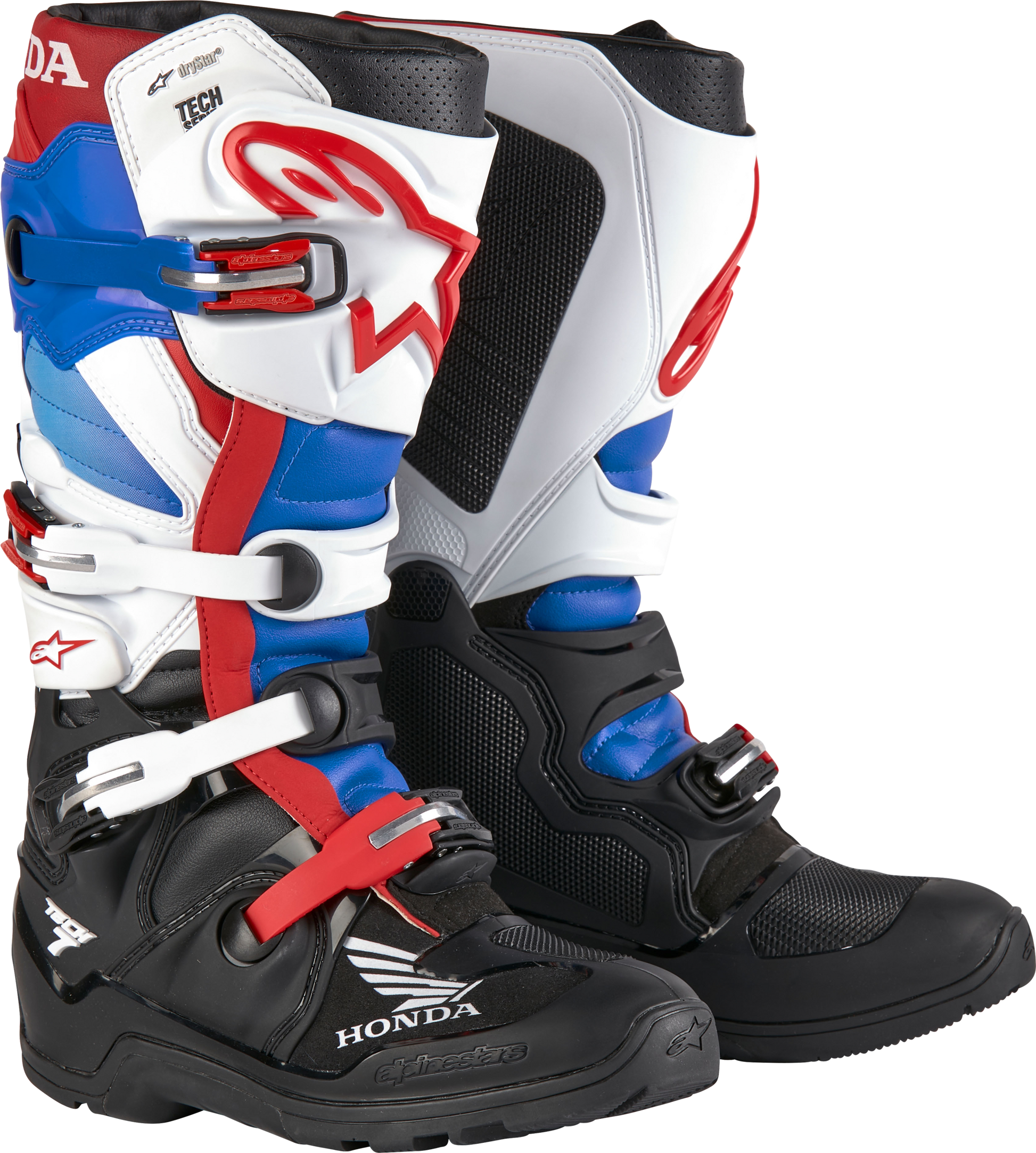 Honda Tech 7 Enduro Drystar Blk/Wht/Blu/Br Red Sz 14