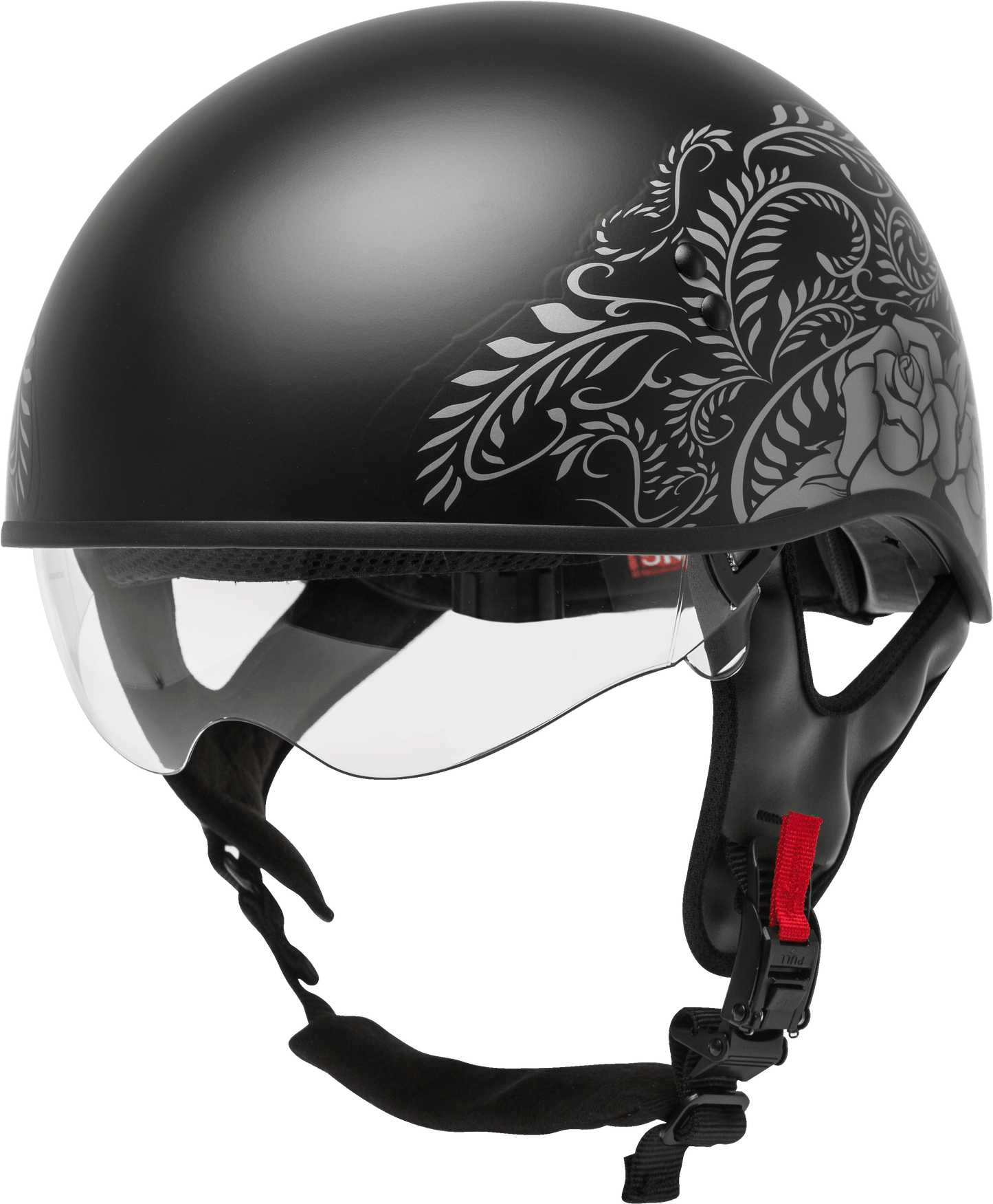 Hh 65 Half Helmet Rose Naked Matte Black/Silver Lg