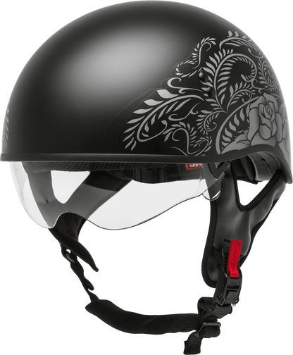 Hh 65 Half Helmet Rose Naked Matte Black/Silver Sm