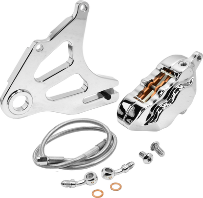 4 Pist Rear Caliper Kit Chrome St 18 Up