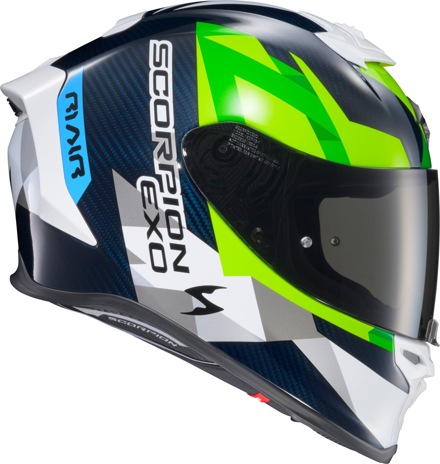 Exo R1 Air Full Face Helmet Carbon Rastor Wht/Grn/Blue Md