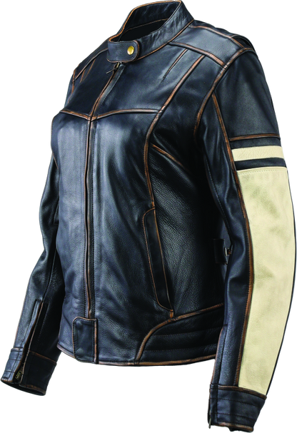 Kuryakyn Leather By River Road Dame Vintage Leather Jacket Black Womens - Small