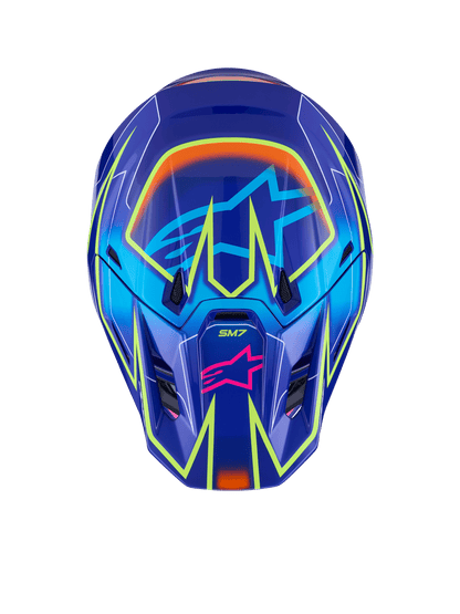 Sm7 Cast Helmet Blue/Pnk/Ylw Fluo Glossy Xl