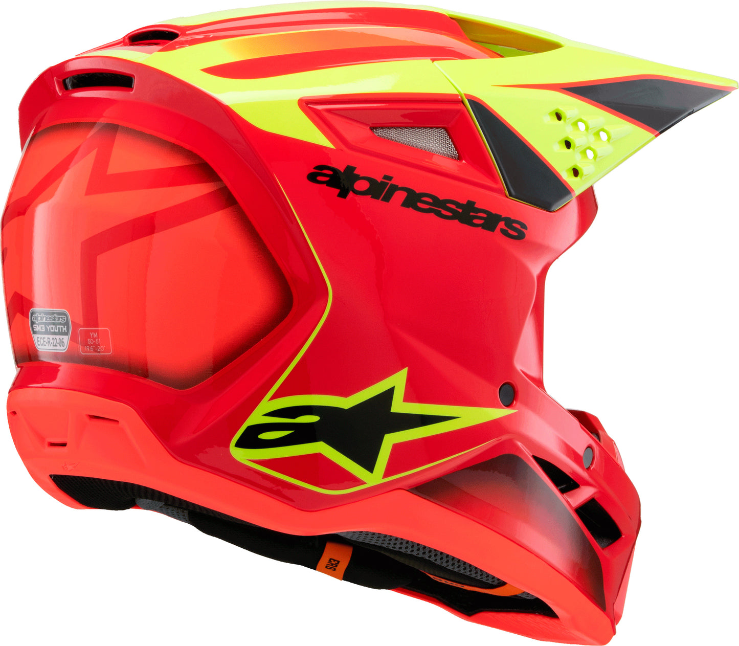 Sm3 Youth Fray Helmet Rd/Ylw Fluo/Blk Ys