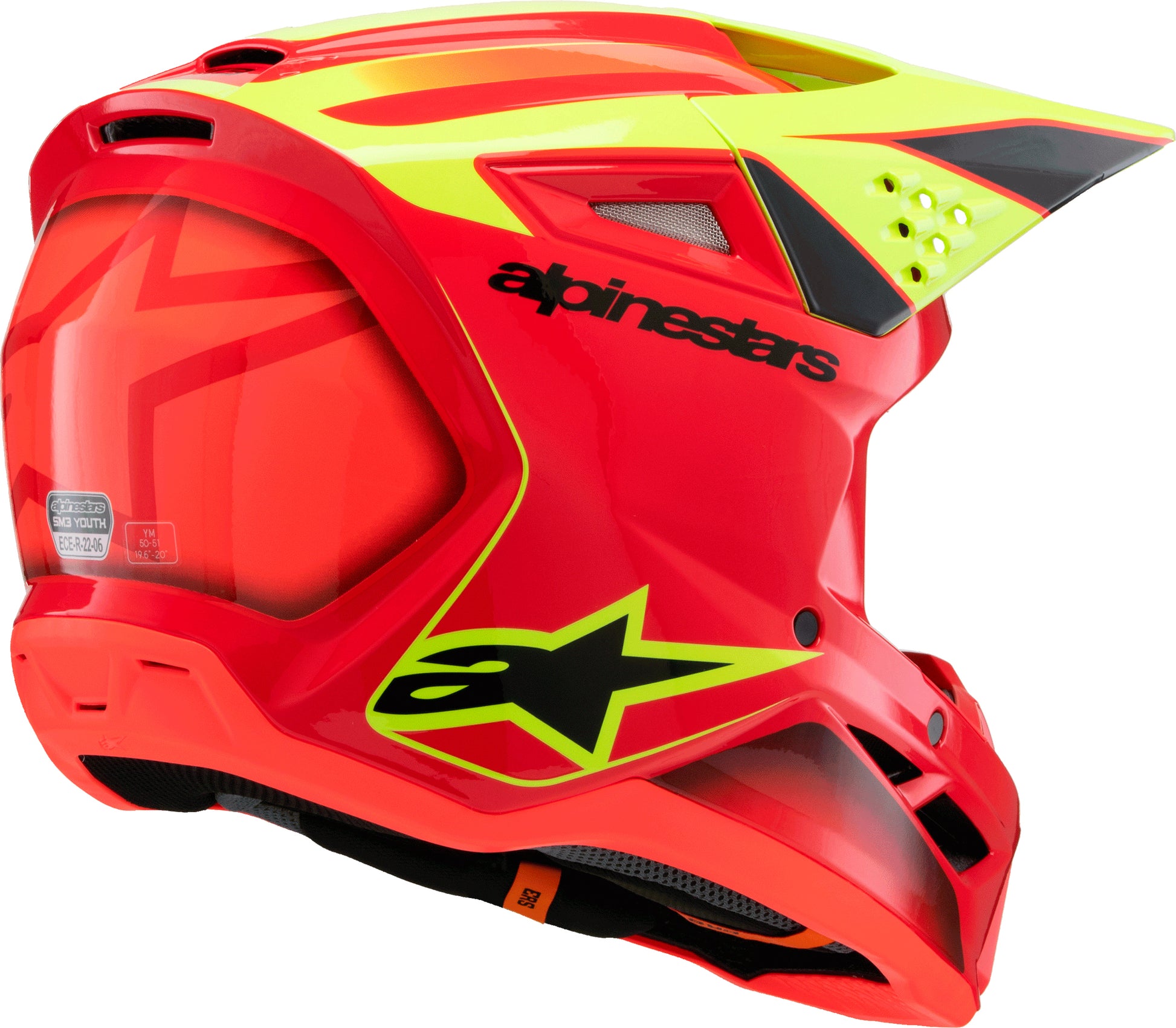 Sm3 Youth Fray Helmet Rd/Ylw Fluo/Blk Ys