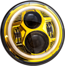 7" Led Gold Headlight Halo W/ Mnt Adapter