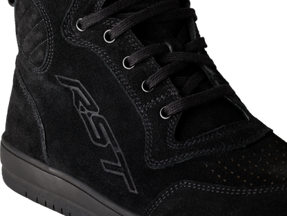 Ladies Hitop Moto Sneaker Ce Black Suede Sz 10