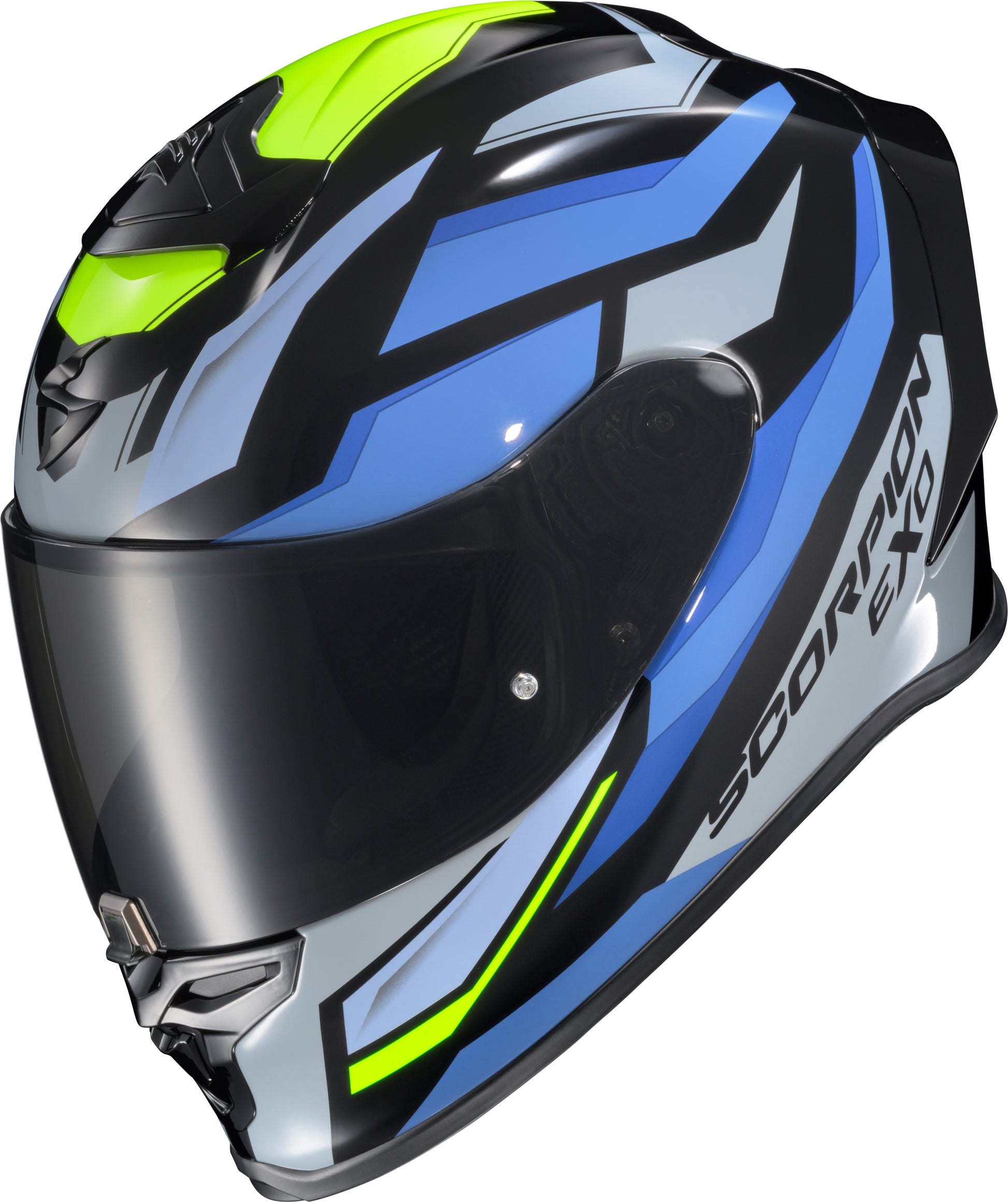 Exo R1 Air Full Face Helmet Raven Black/Blue/Hi Viz Sm