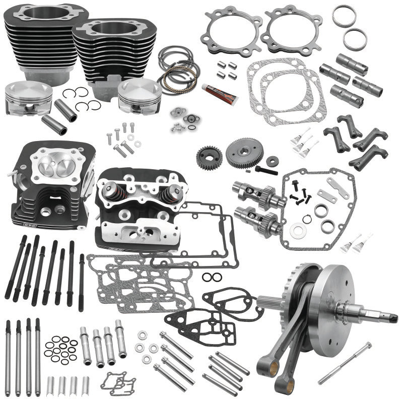 S&S Cycle 2007 BT w/ Balancer 124in Hot Set Up Kit - Wrinkle Black