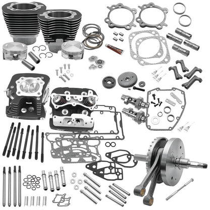 S&S Cycle 2007 BT w/ Balancer 124in Hot Set Up Kit - Wrinkle Black