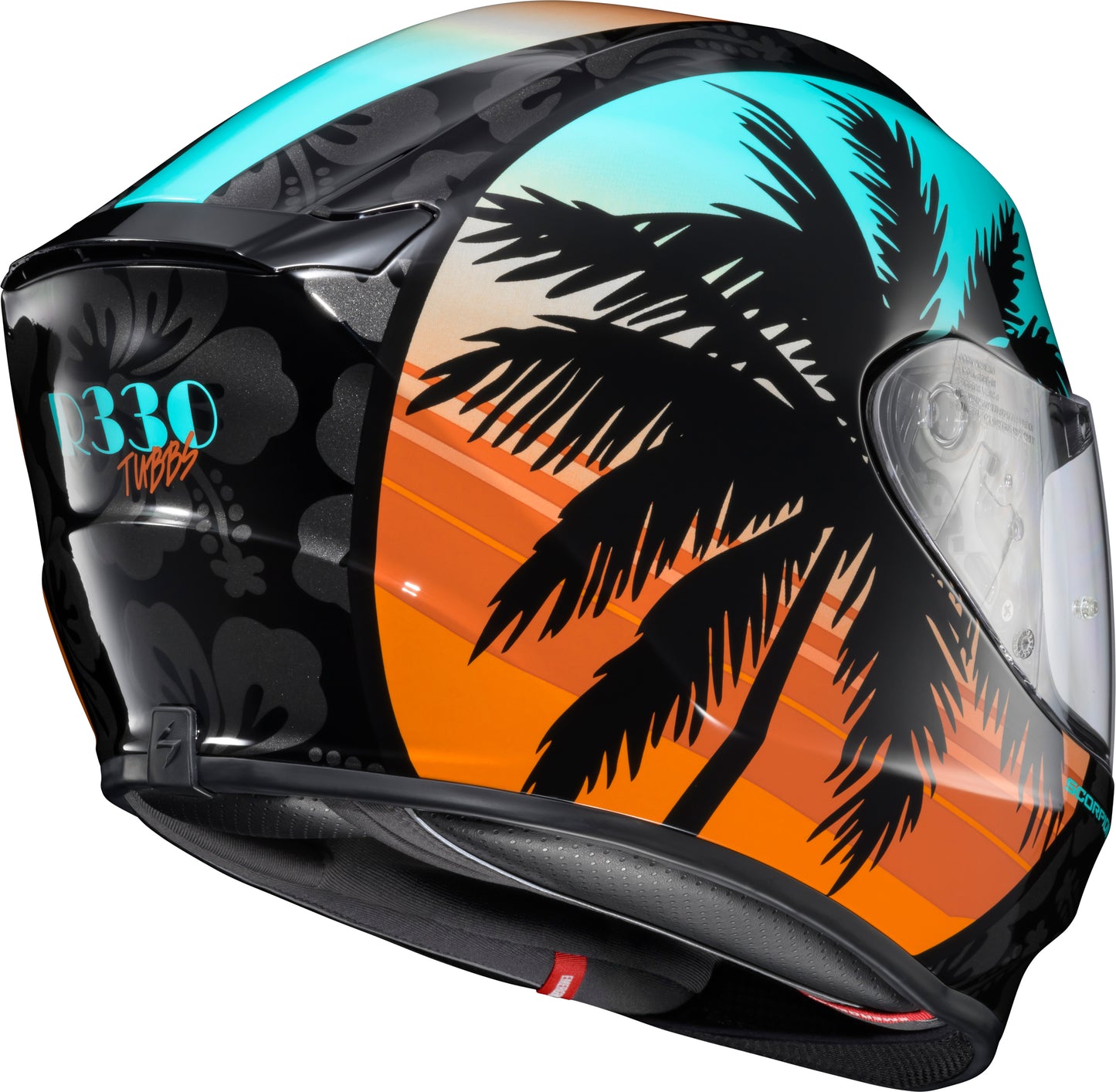 Exo R330 Full Face Helmet Tubbs Light Blue/Orange Lg