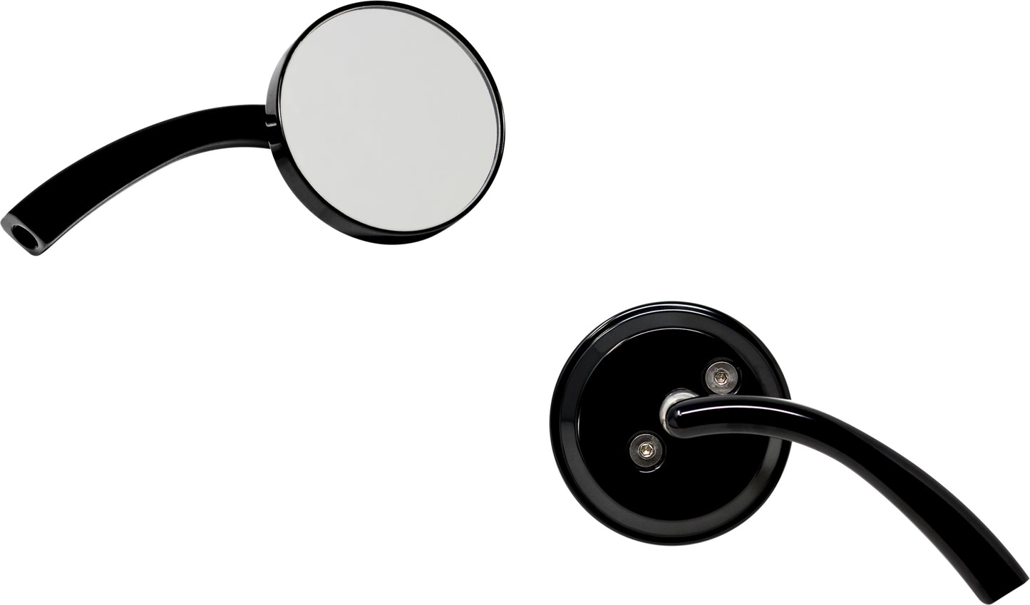 Billet Round Mirror Left Black
