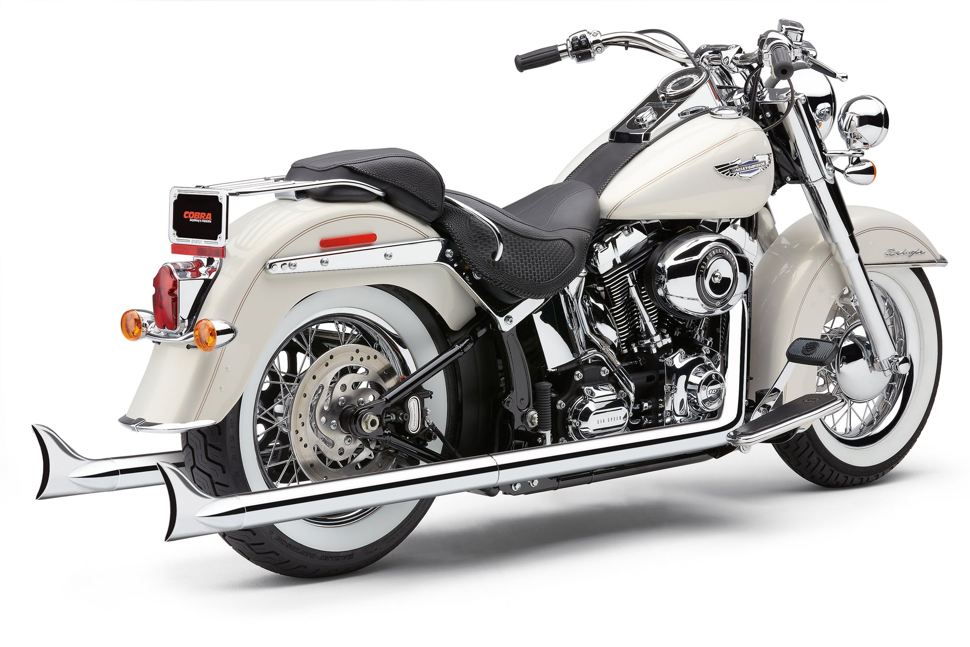 Bad Hombre True Dual Fishtails Chrome Softail 97 06
