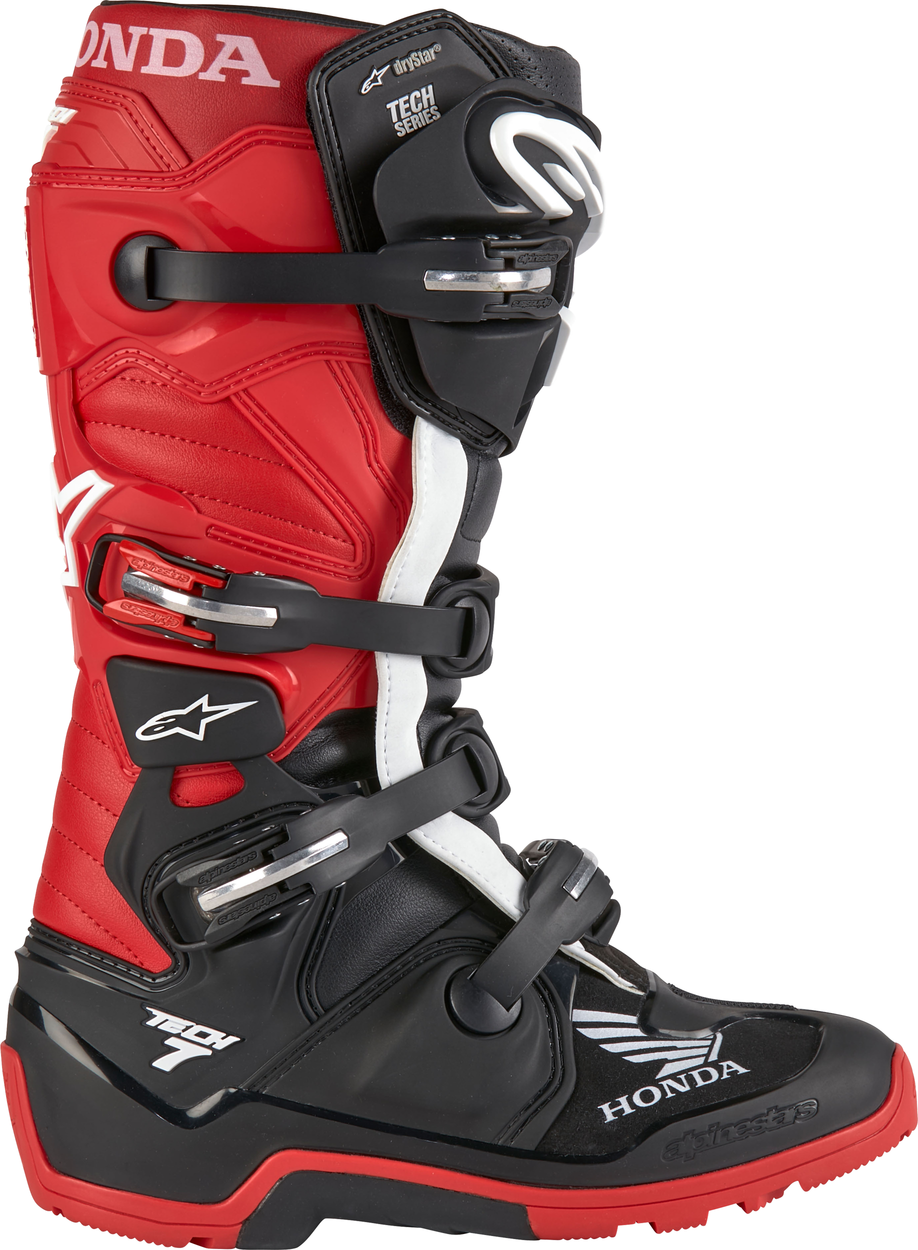 Honda Tech 7 Enduro Drystar Black/Bright Red Sz 9