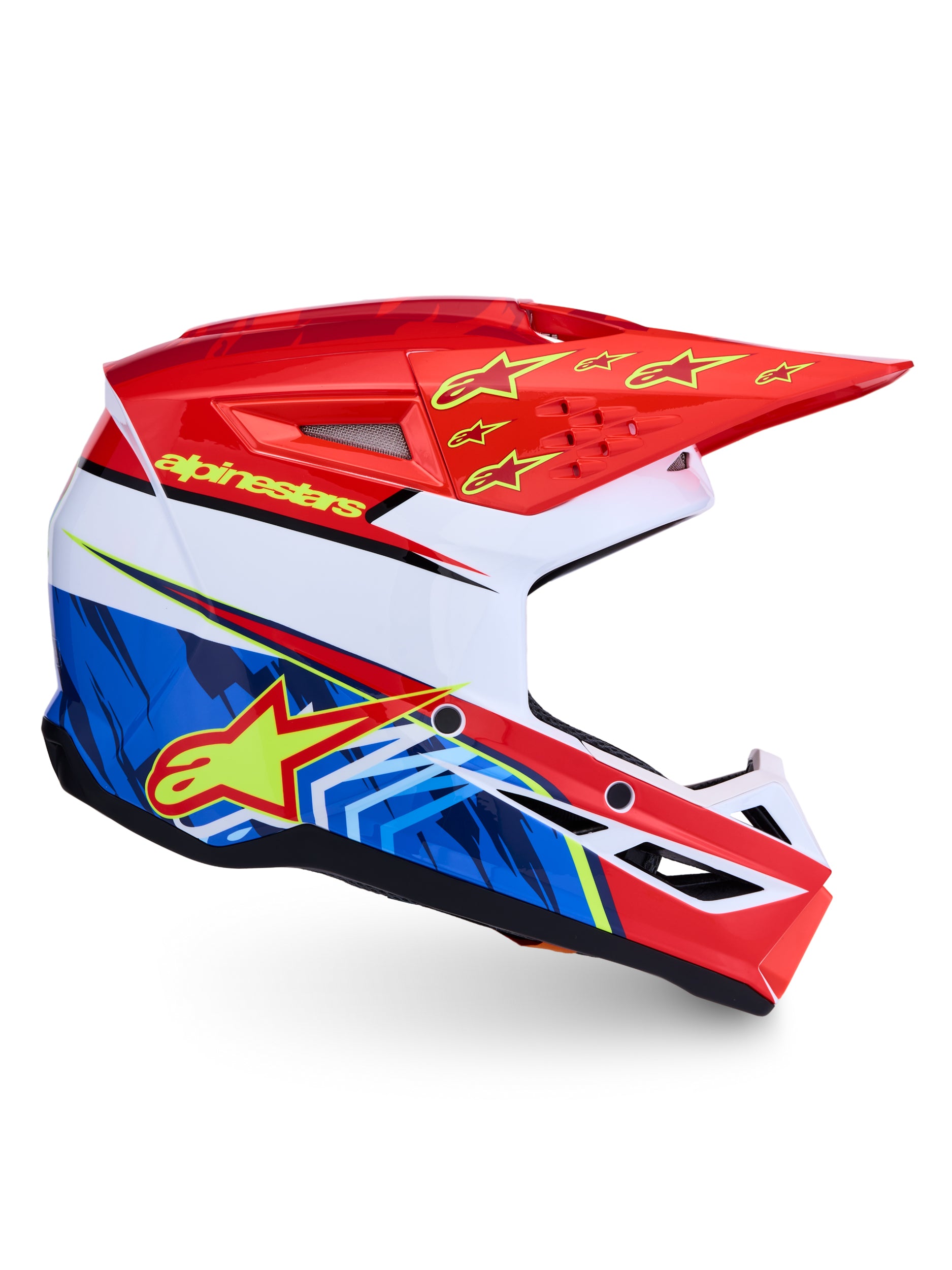 S M3 Falcon Helmet Ece06/Dot Red Fl/Wht/Blue/Yl Flgl Lg