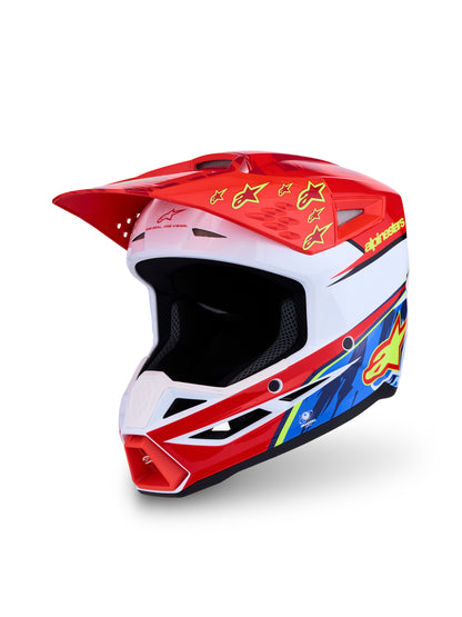 S M3 Falcon Helmet Ece06/Dot Red Fl/Wht/Blue/Yl Flgl 2x