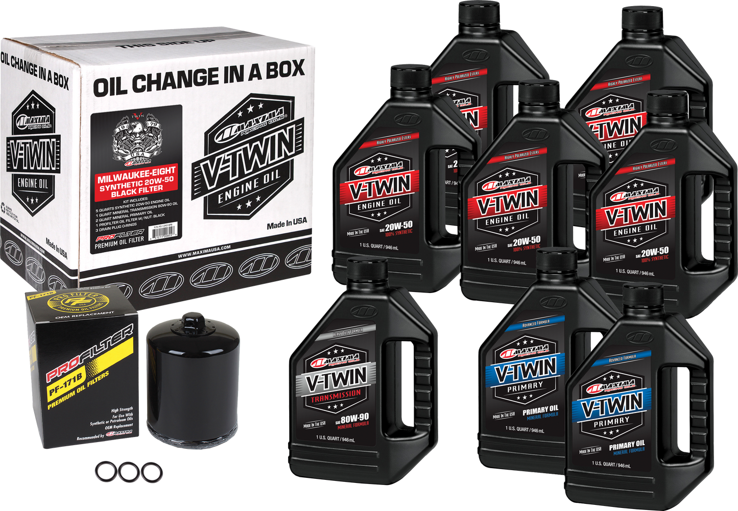 V Twin Syn Oil Change Kit M8 Black Filer