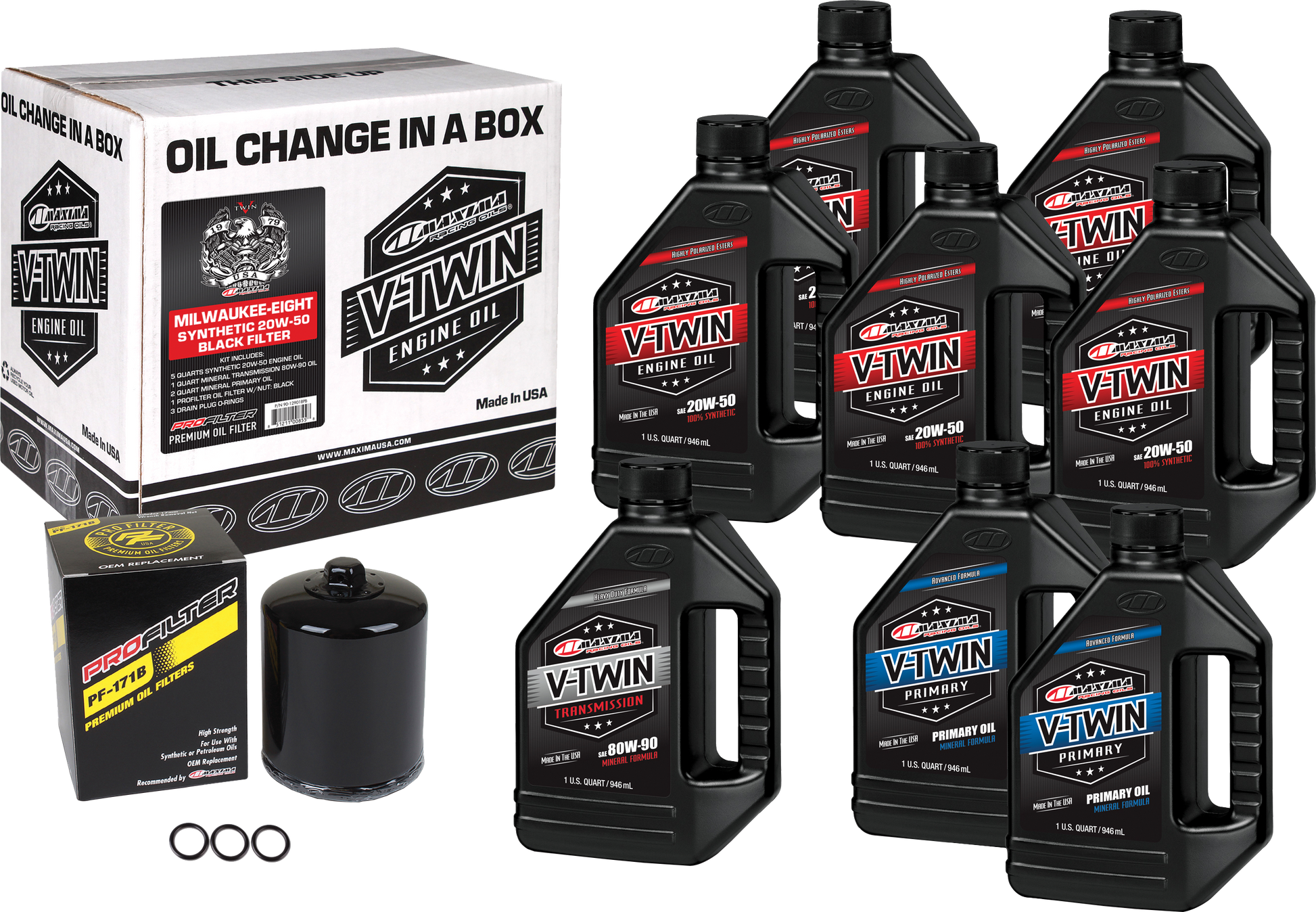 V Twin Syn Oil Change Kit M8 Black Filer